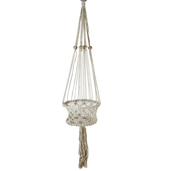 Shop 43" White Lattice Macrame Hanging Planter Holder Free Shipping